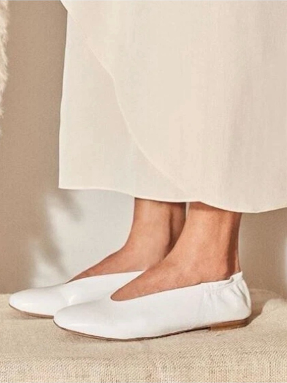 Vince Ballet Flats Pristine Optical White Leather Sz 9/ 39 Made in Italy